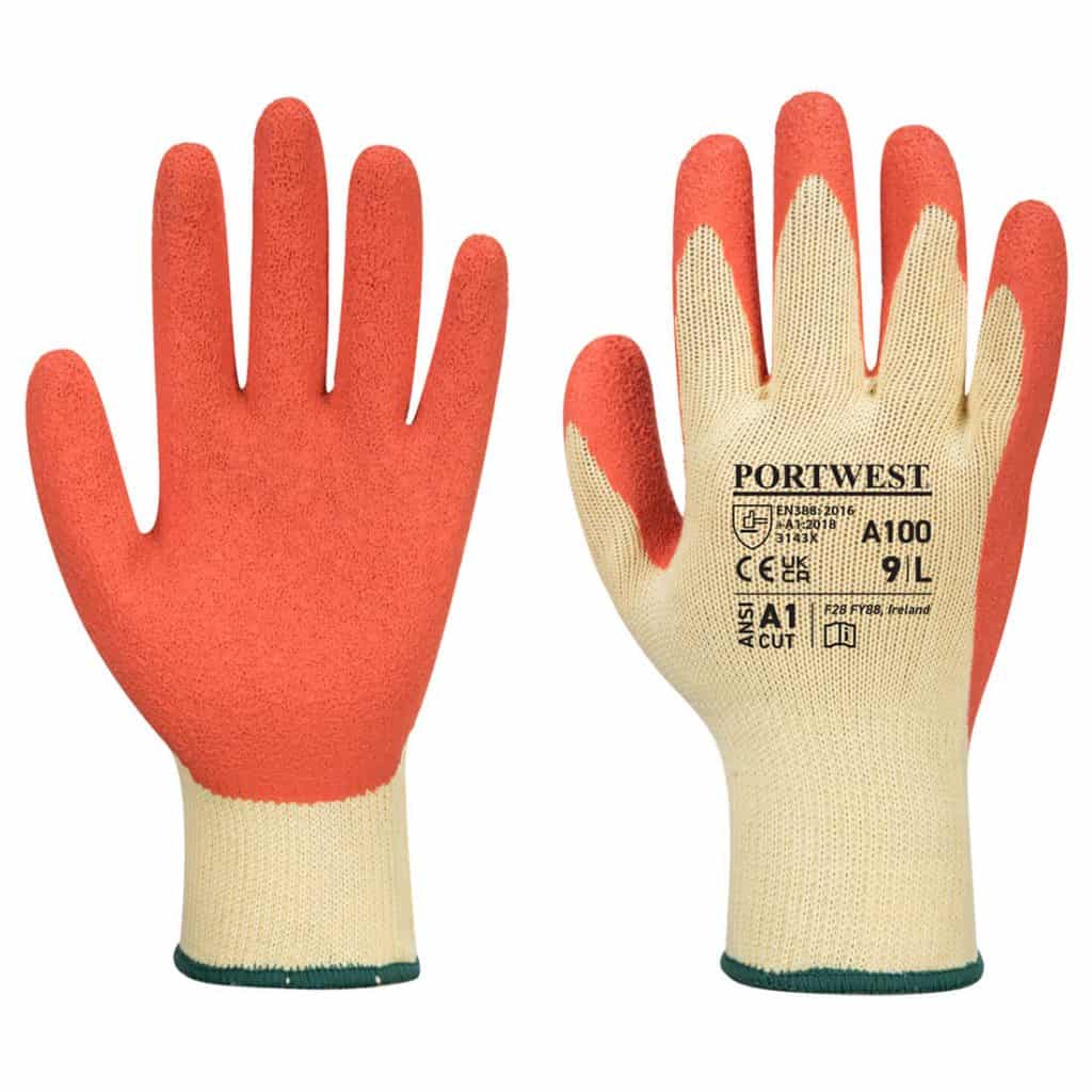 A100 Grip Safety gloves by Portwest in orange