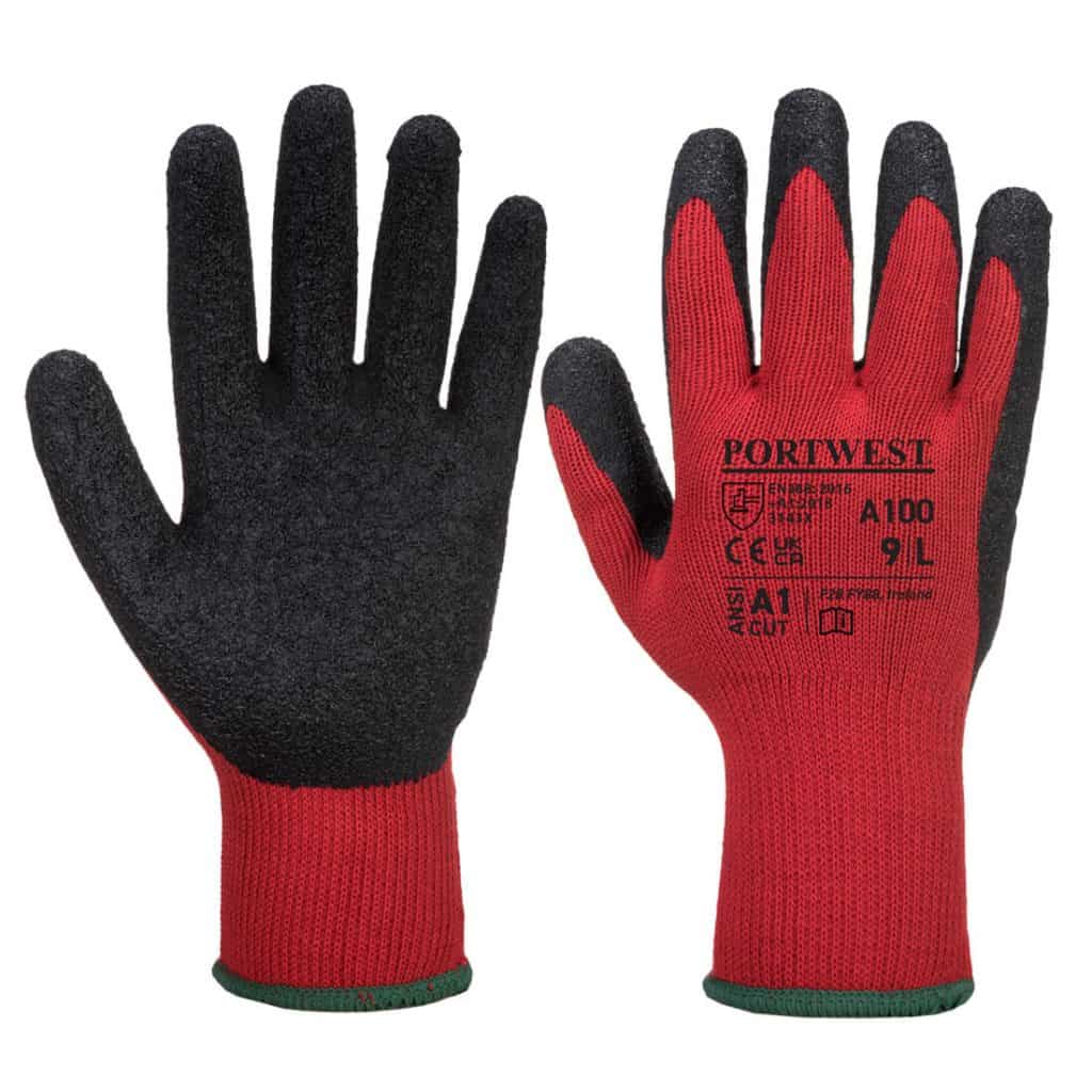 A100 Grip Safety gloves by Portwest in Red