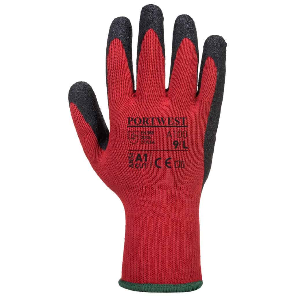A100 Grip Safety gloves by Portwest in Red