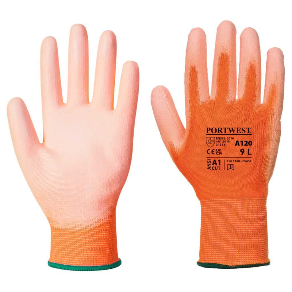 Portwest A120 - PU Palm Glove Orange Pair