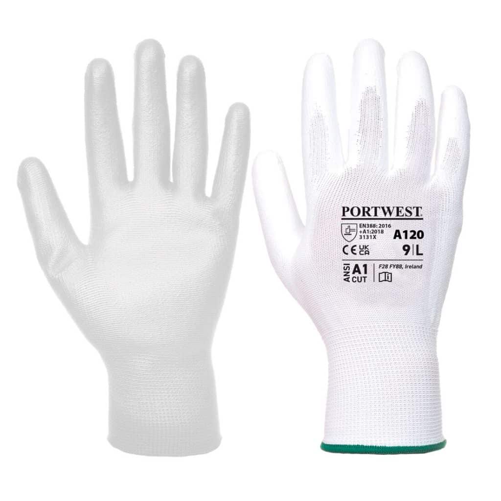 Portwest A120 - PU Palm Glove White Pair