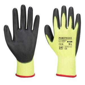 Portwest A120 - PU Palm Glove Yellow and Black Pair