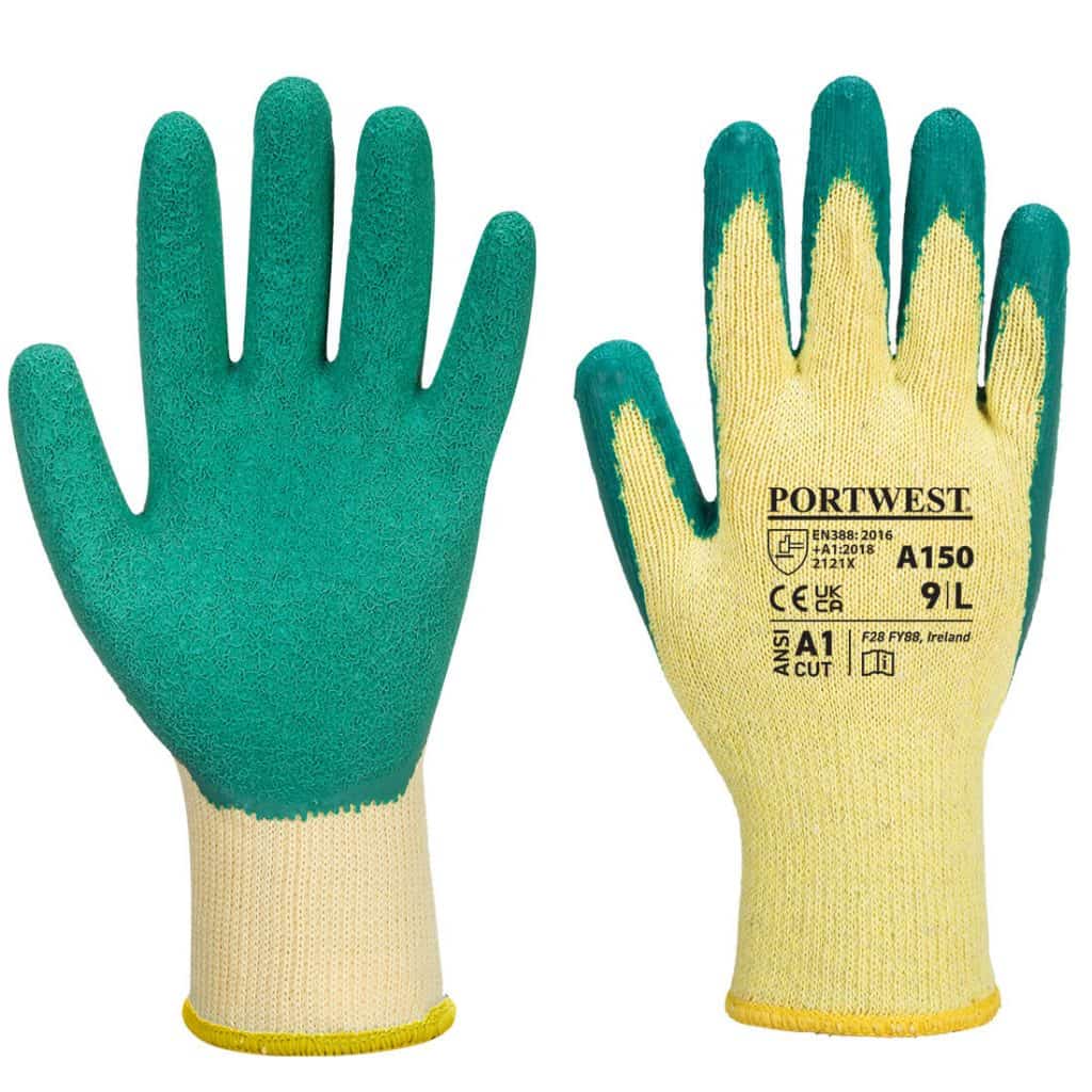 Portwest A150 - Classic Grip Glove - Latex Green Pair