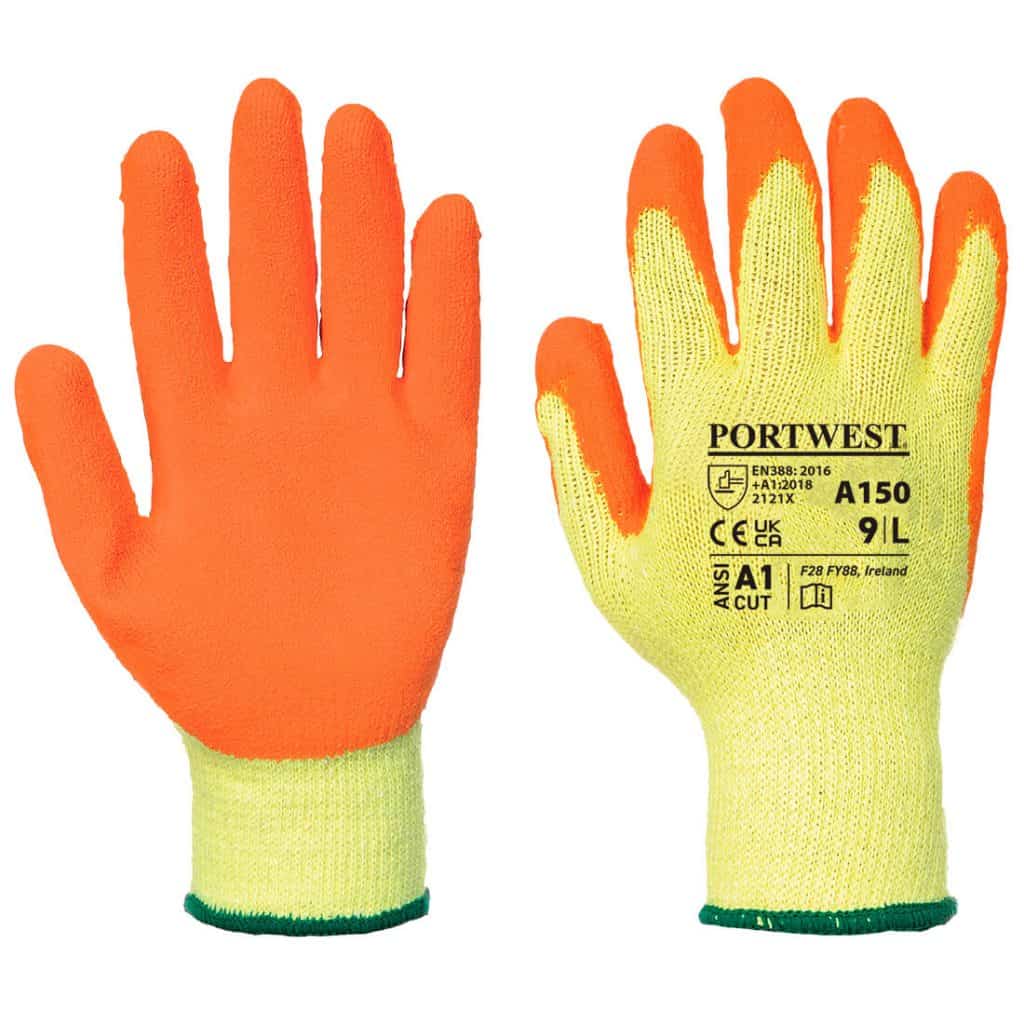 Portwest A150 - Classic Grip Glove - Latex Yellow Pair