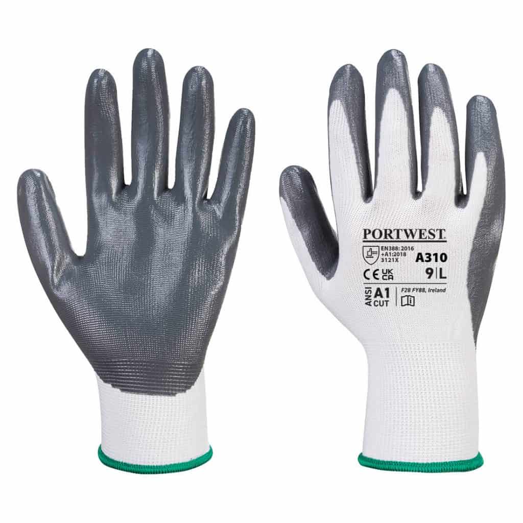 Portwest A310 - Flexo Grip Nitrile Glove Grey Pair