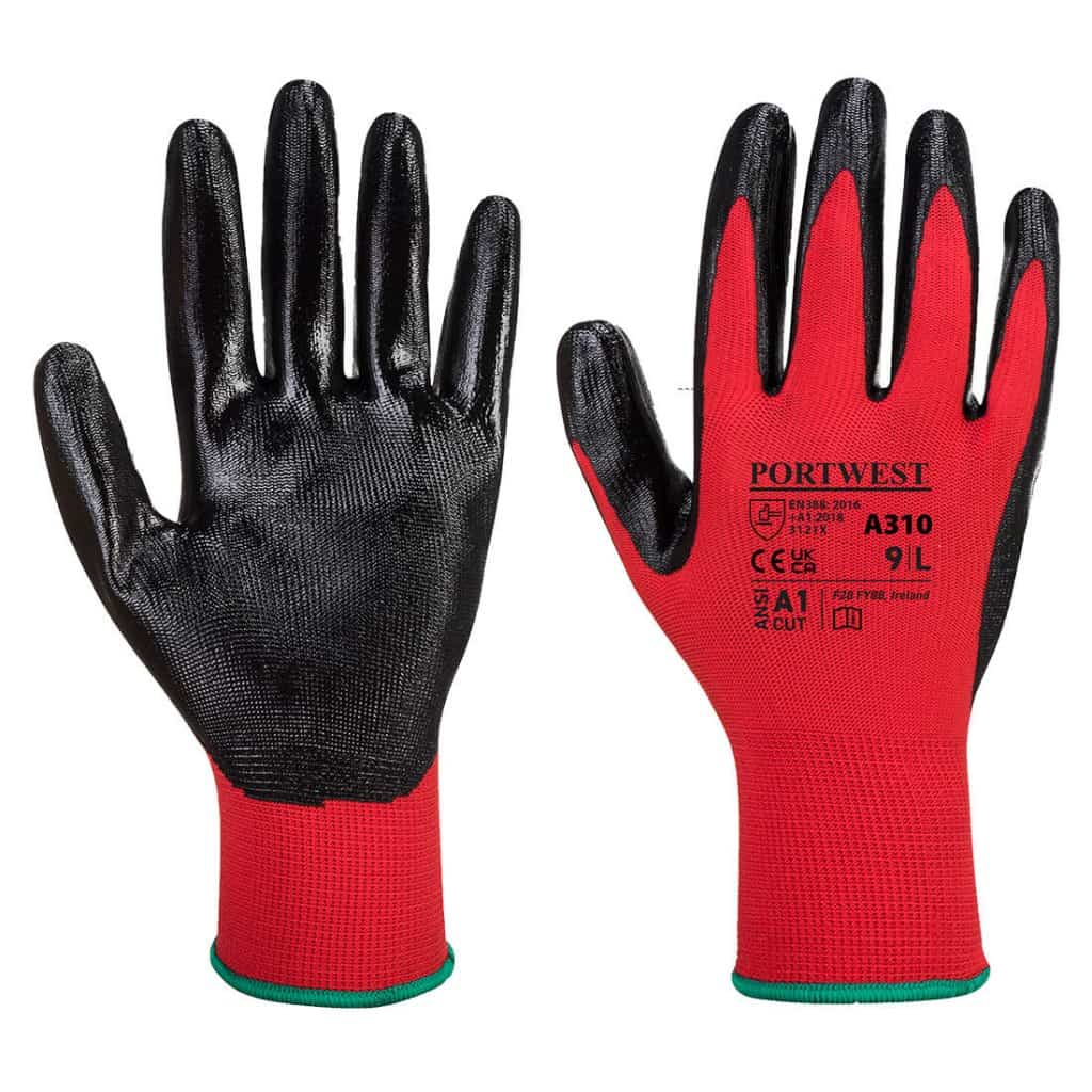 Portwest A310 - Flexo Grip Nitrile Glove Red Pair