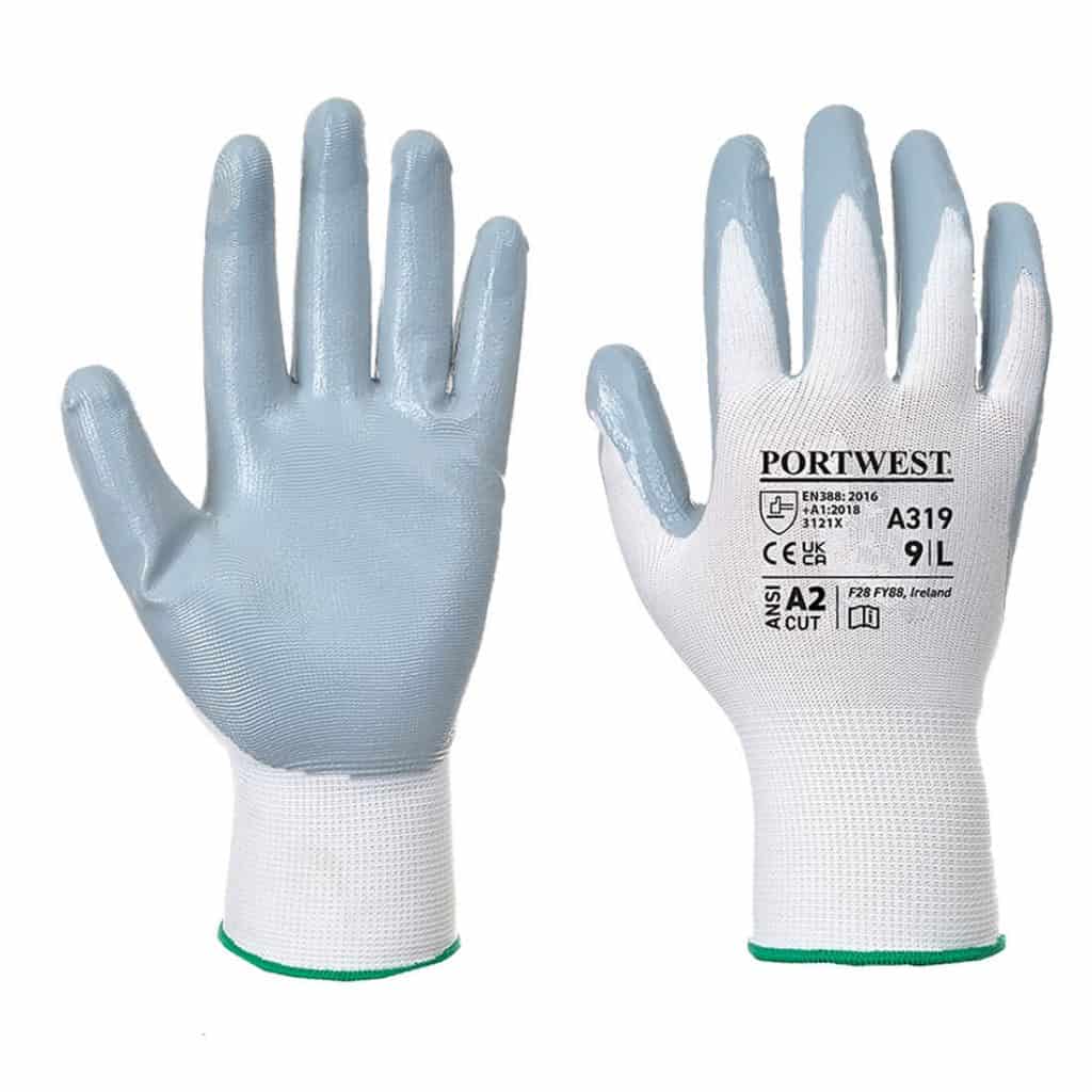 Portwest A319 - Flexo Grip Nitrile Glove White Pair