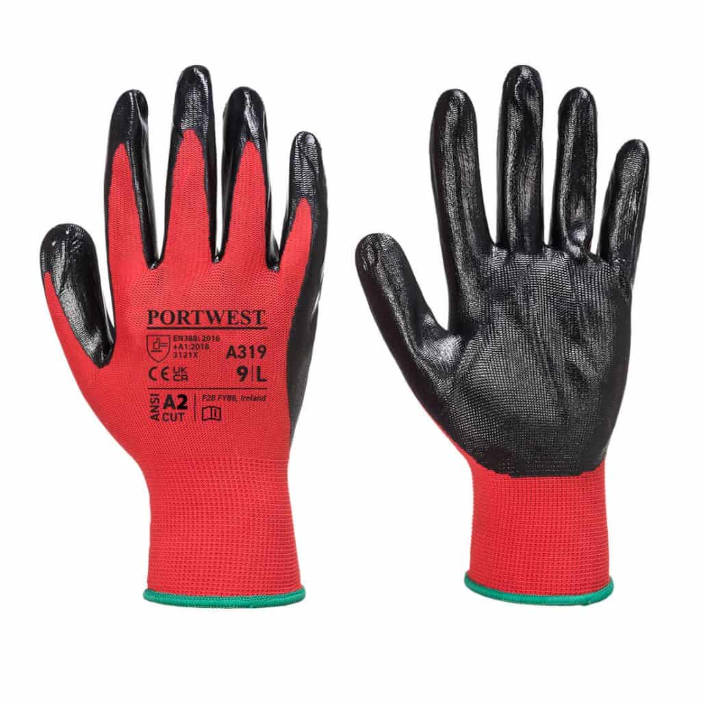 Portwest A319 - Flexo Grip Nitrile Glove Red Pair