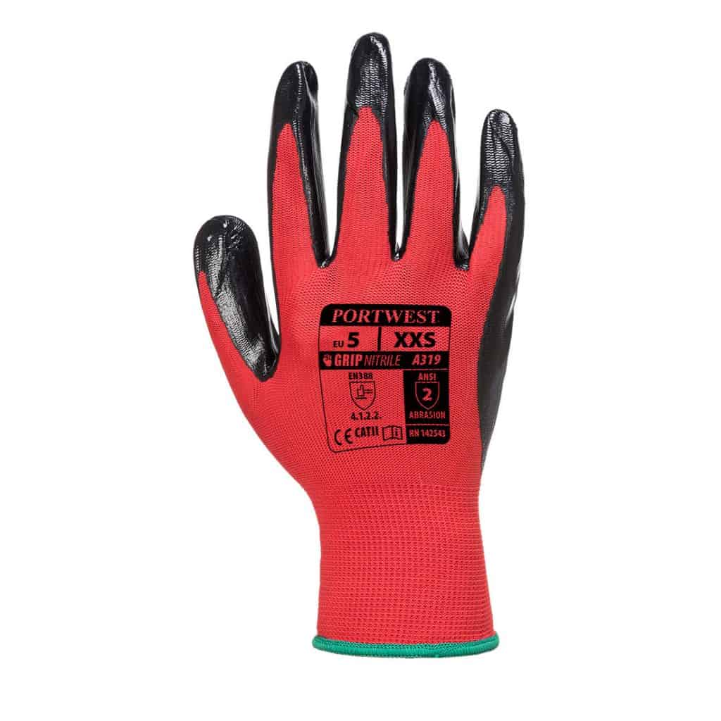 Portwest A319 - Flexo Grip Nitrile Glove Red