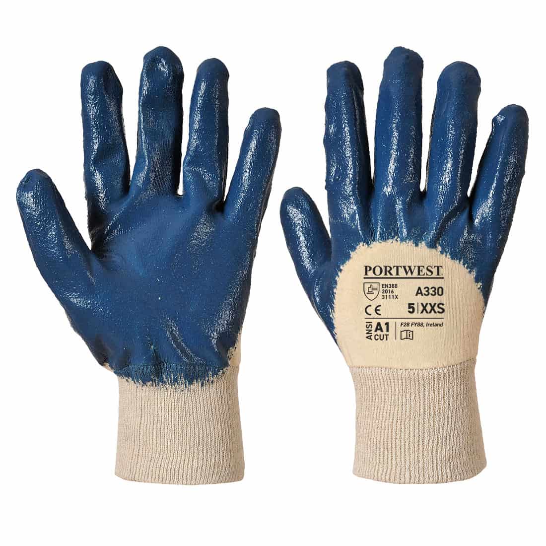 Portwest A330 - Nitrile Light Knitwrist Blue Pair