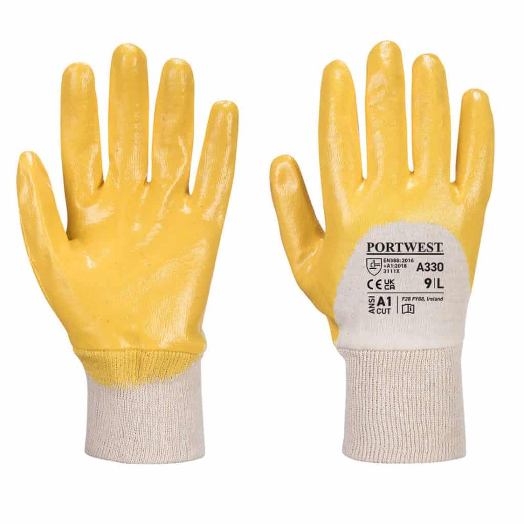 Portwest A330 - Nitrile Light Knitwrist Yellow Pair