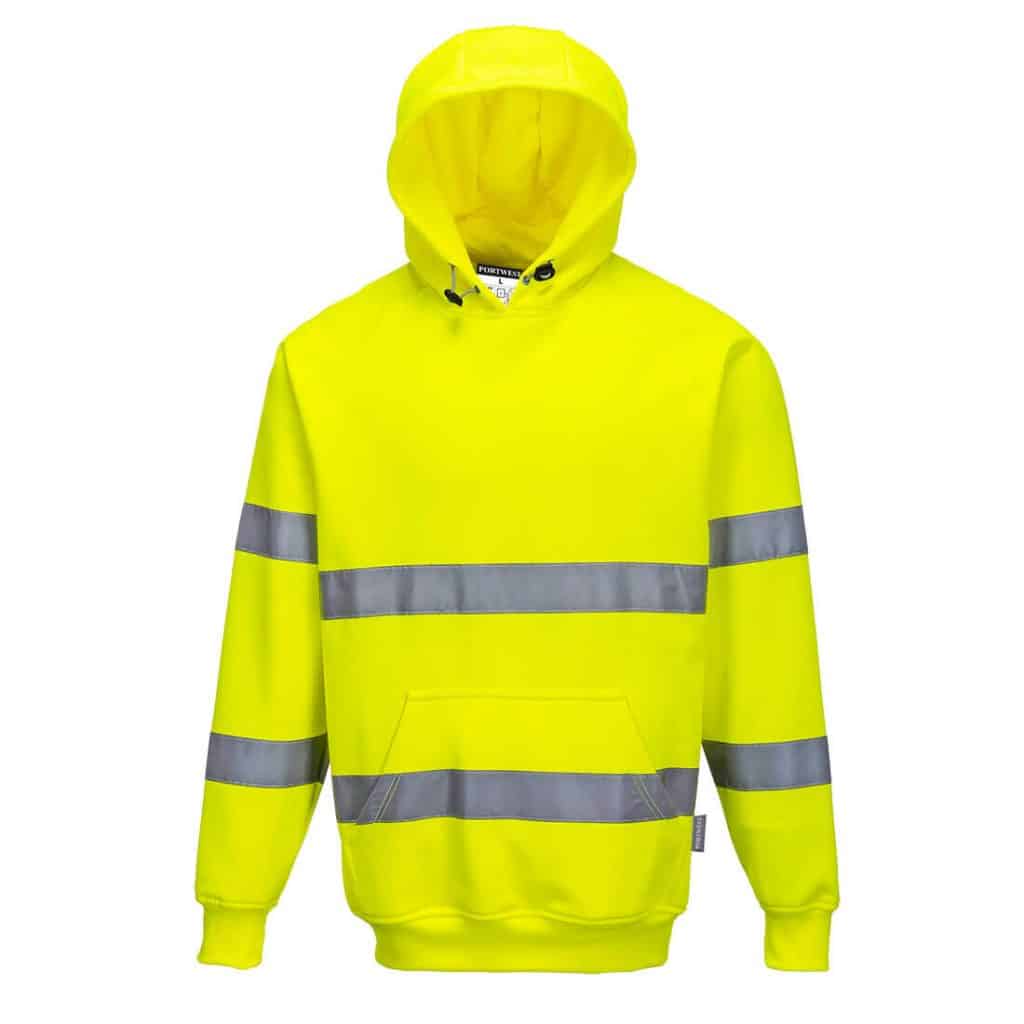 B304 Hi-Vis Hooded Sweatshirt By Portwest in Yellow Front