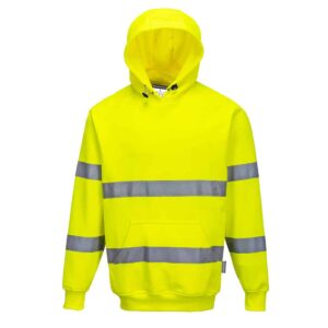 B304 Hi-Vis Hooded Sweatshirt By Portwest in Yellow Front