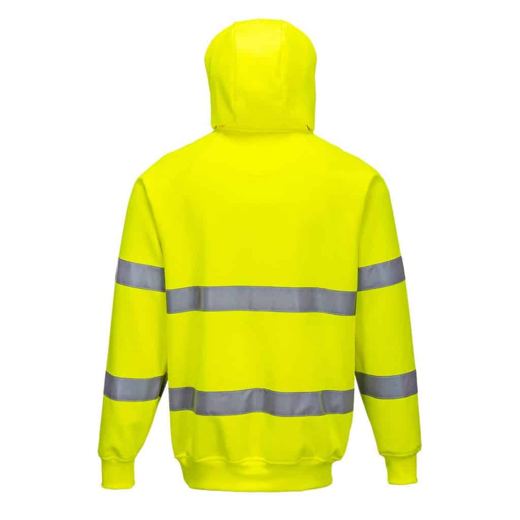 B304 Hi-Vis Hooded Sweatshirt By Portwest in Yellow Back
