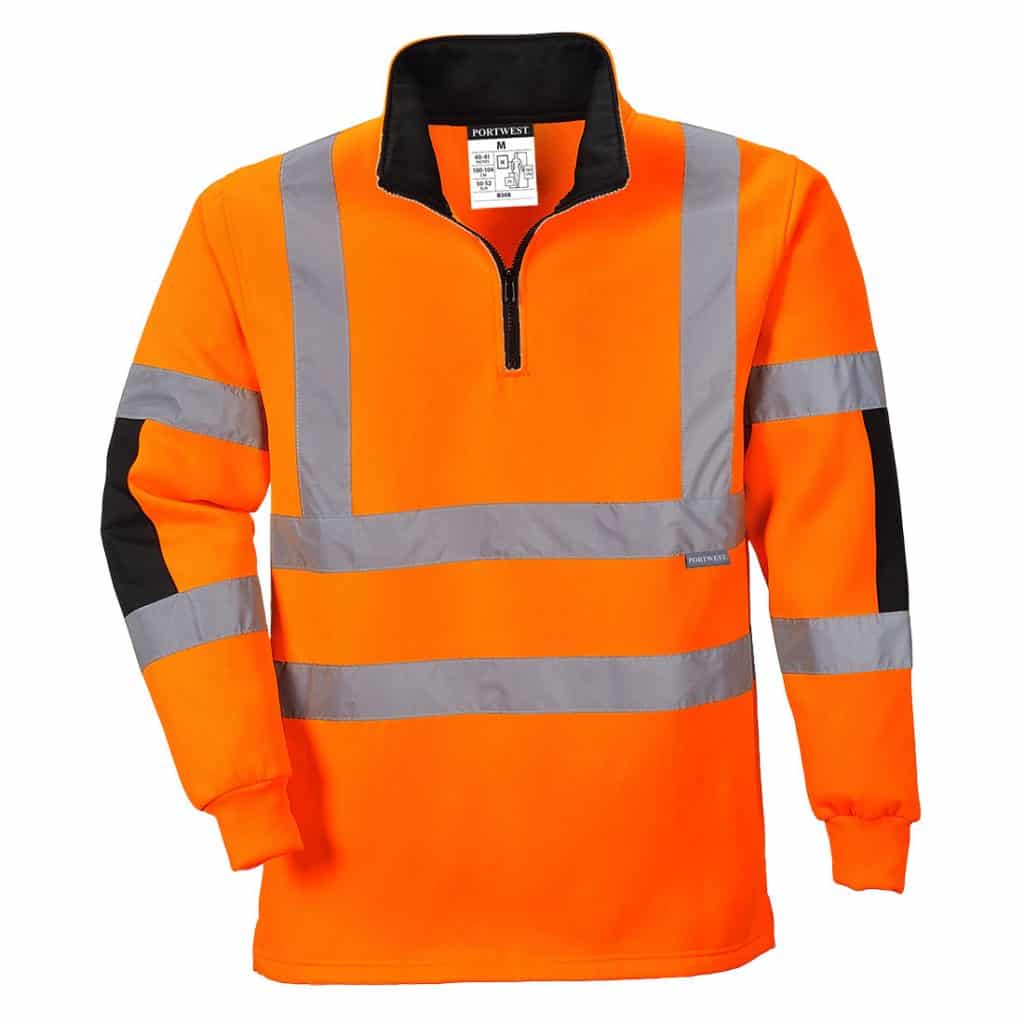 B308 Xenon Rugby Shirt By Portwest in Orange Front