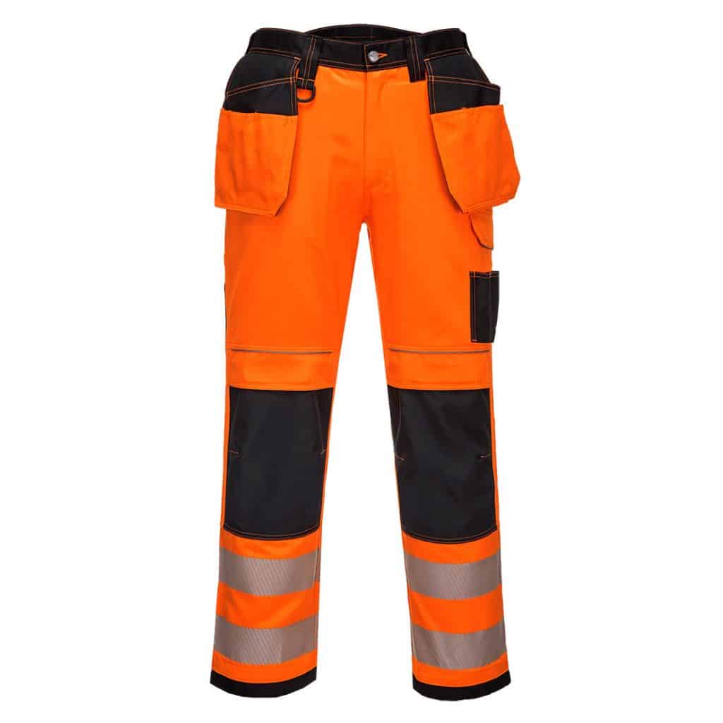 Portwest T501 PW3 Hi-Vis Holster Work Trouser Orange Front