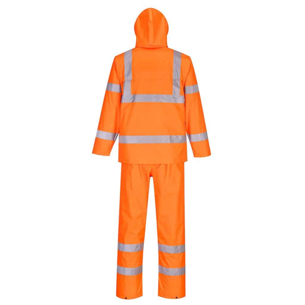 Portwest H448 High visibility Packaway Rainsuit Orange rear