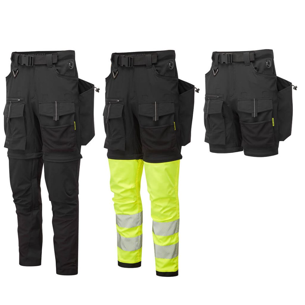 Portwest BX321 3 in 1 Trousers - High visibility trousers, Standard work trousers and black work shorts