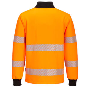 Portwest PW326 PW3 Hi-Vis 1/4 Zip Sweatshirt - Rear Orange