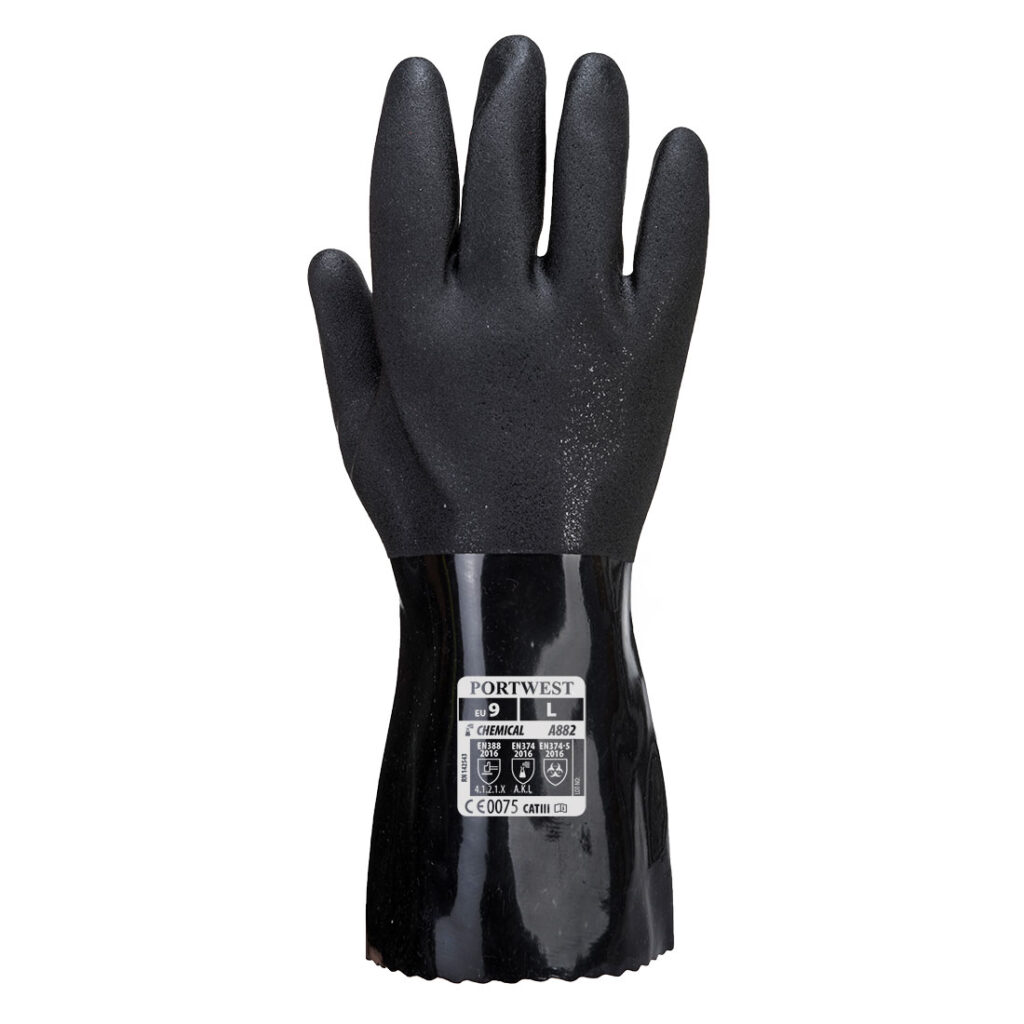 Portwest A882 ESD PVC Chemical Gauntlet Black