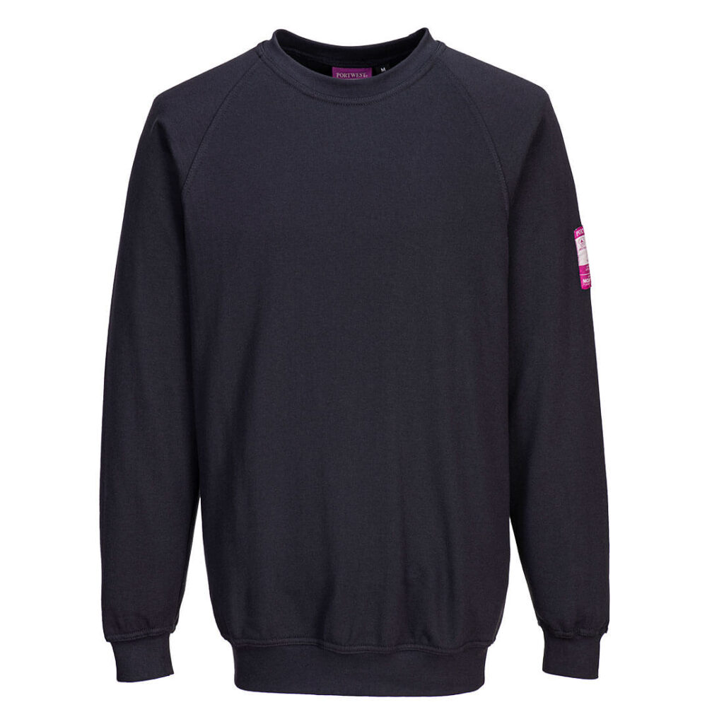 Portwest FR12 Flame Resistant Anti Static Long Sleeve Sweatshirt Navy Front