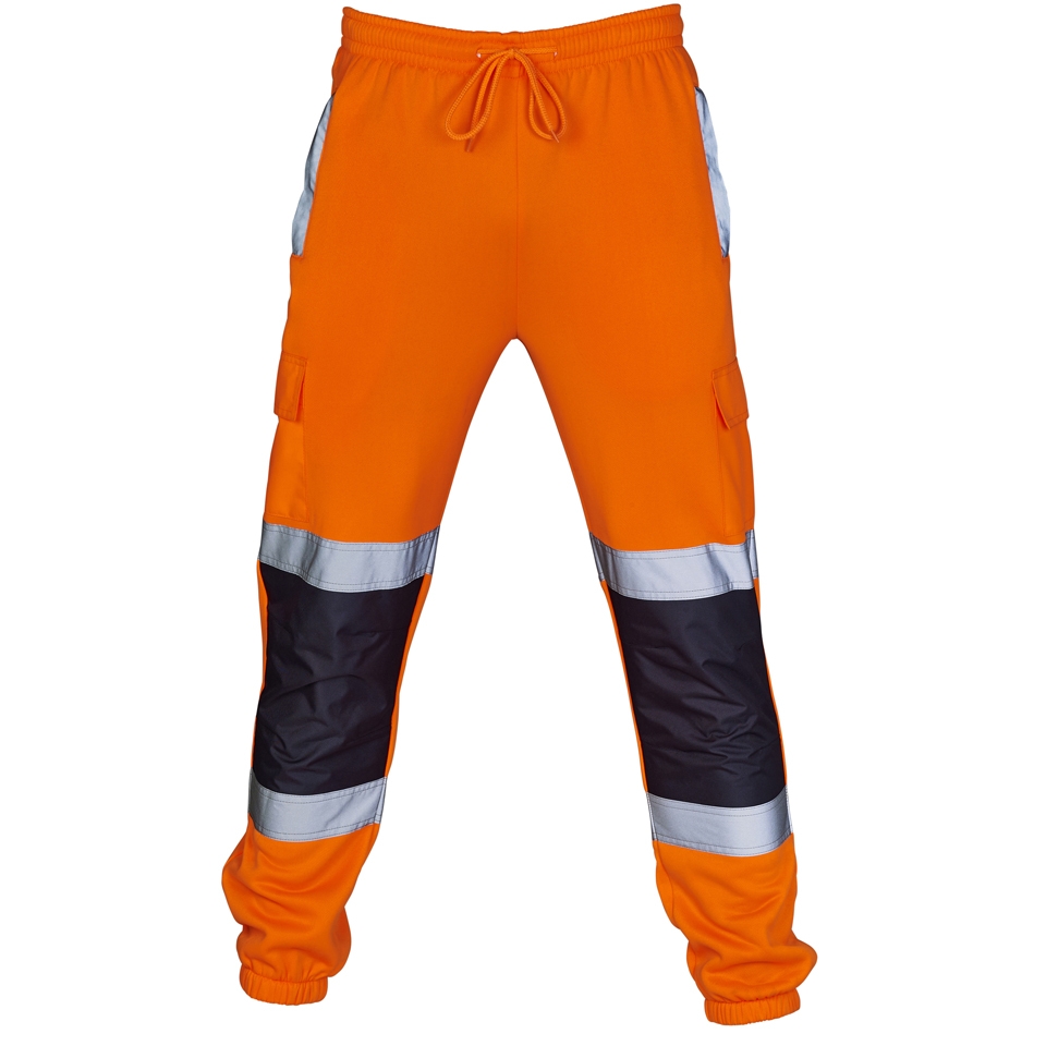 Supertouch Hi Vis 2 Tone Jogging Bottoms Orange and Navy