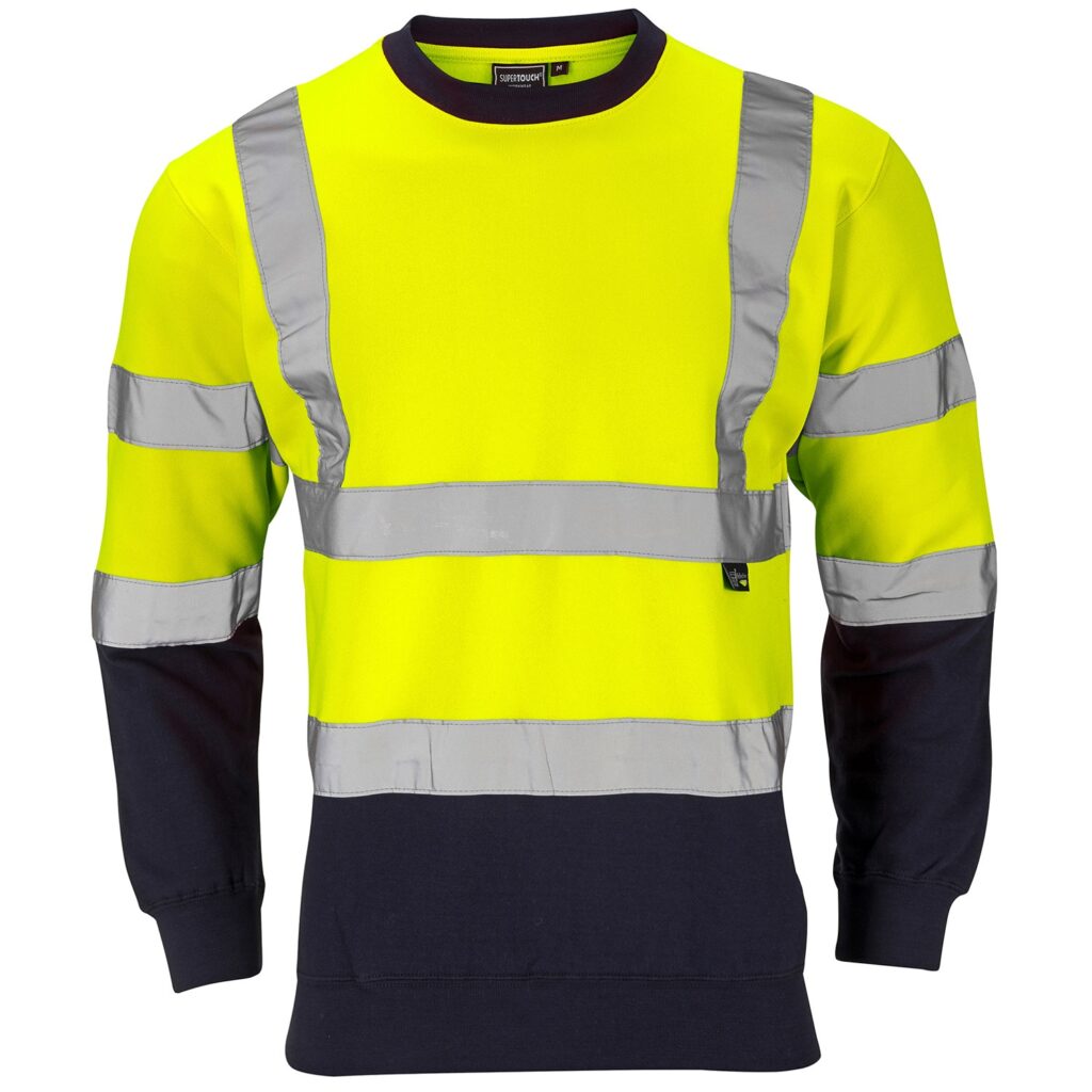 Supertouch Hi-Vis 2 Tone Yellow Sweatshirt Yellow and Navy
