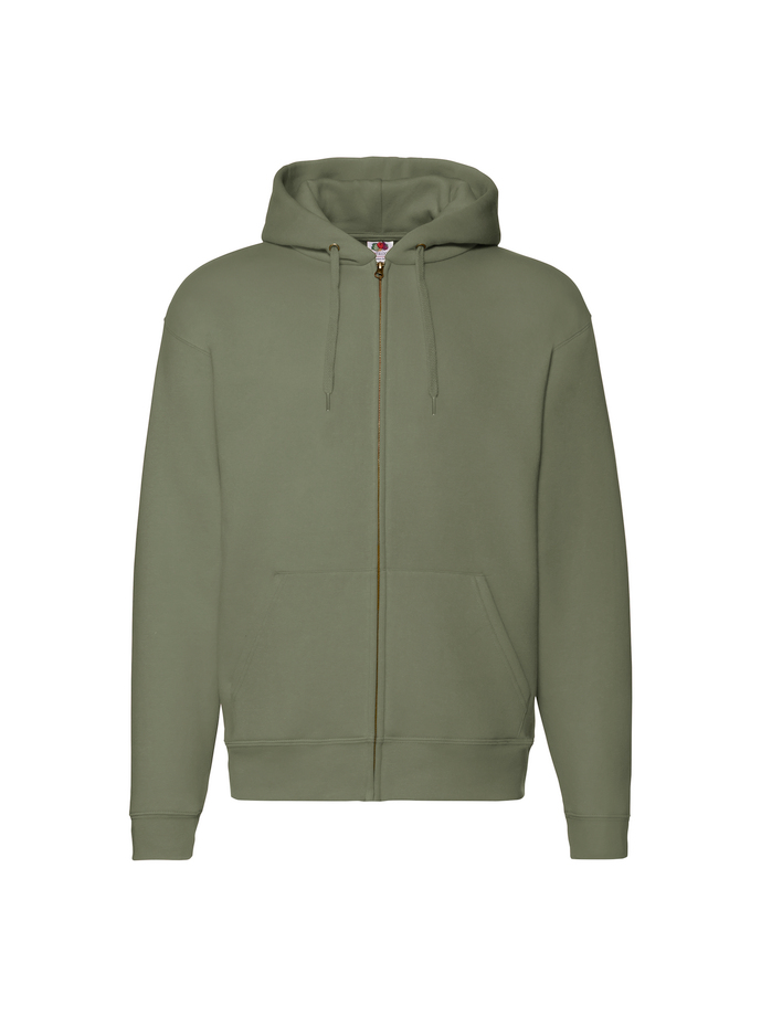 Fruit and Loom Full Zip Hoodie Green Front