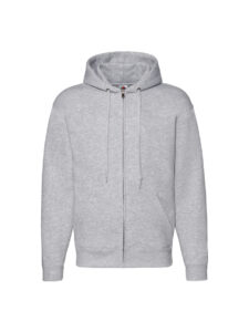 Fruit and Loom Full Zip Hoodie Grey Front