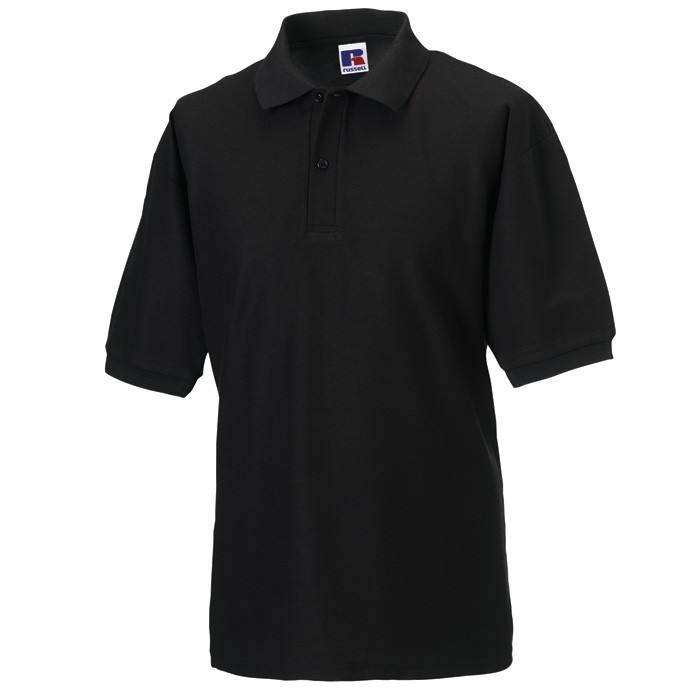J539M Russell Mens Classic Polycotton Polo Black Front