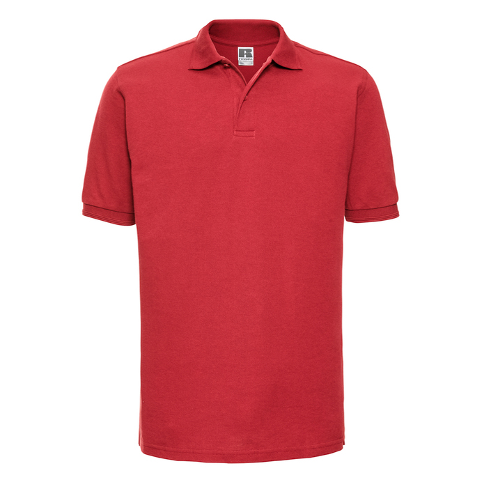 J599M Russell Hardwearing Polycotton Polo Red Front