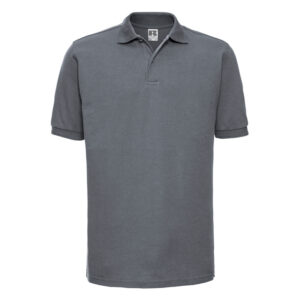 J599M Russell Hardwearing Polycotton Polo Grey Front