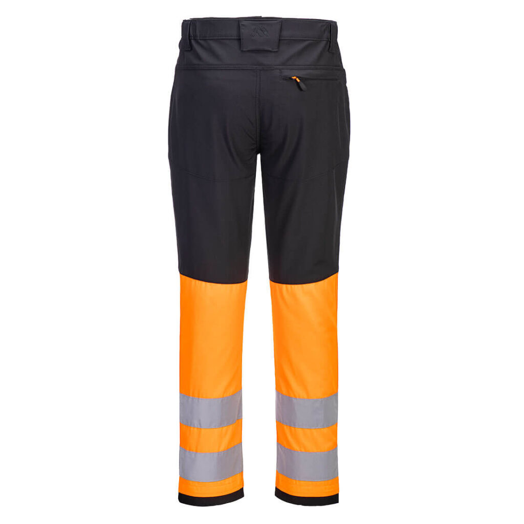 Portwest CD888 WX2 Eco Hi-Vis Class 1 Service Trousers - Orange and Black Rear