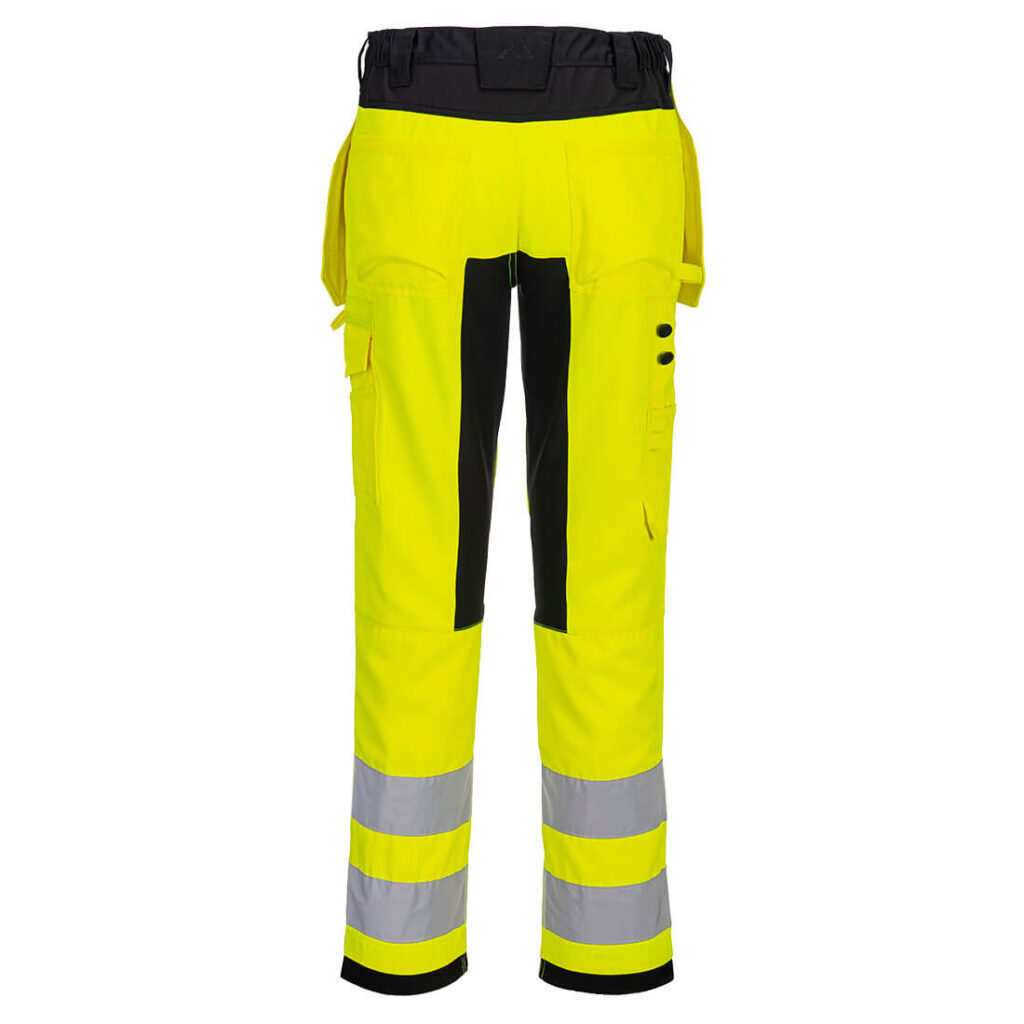 Portwest CD889 WX2 Eco Hi-Vis Holster Pocket Trousers - Yellow/Black - Rear