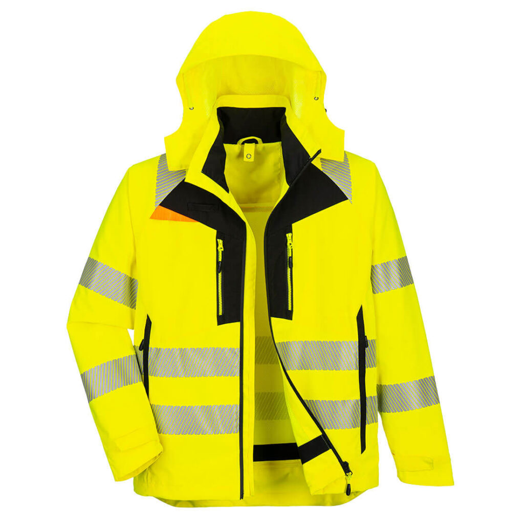 Portwest DX466 DX4 Hi-Vis 4-in-1 Jacket - Yellow/Black - Hi Vis 4 in 1 Jacket