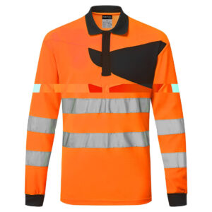 Portwest PW220 PW2 Hi Vis Long Sleeved Polo Shirt - Orange