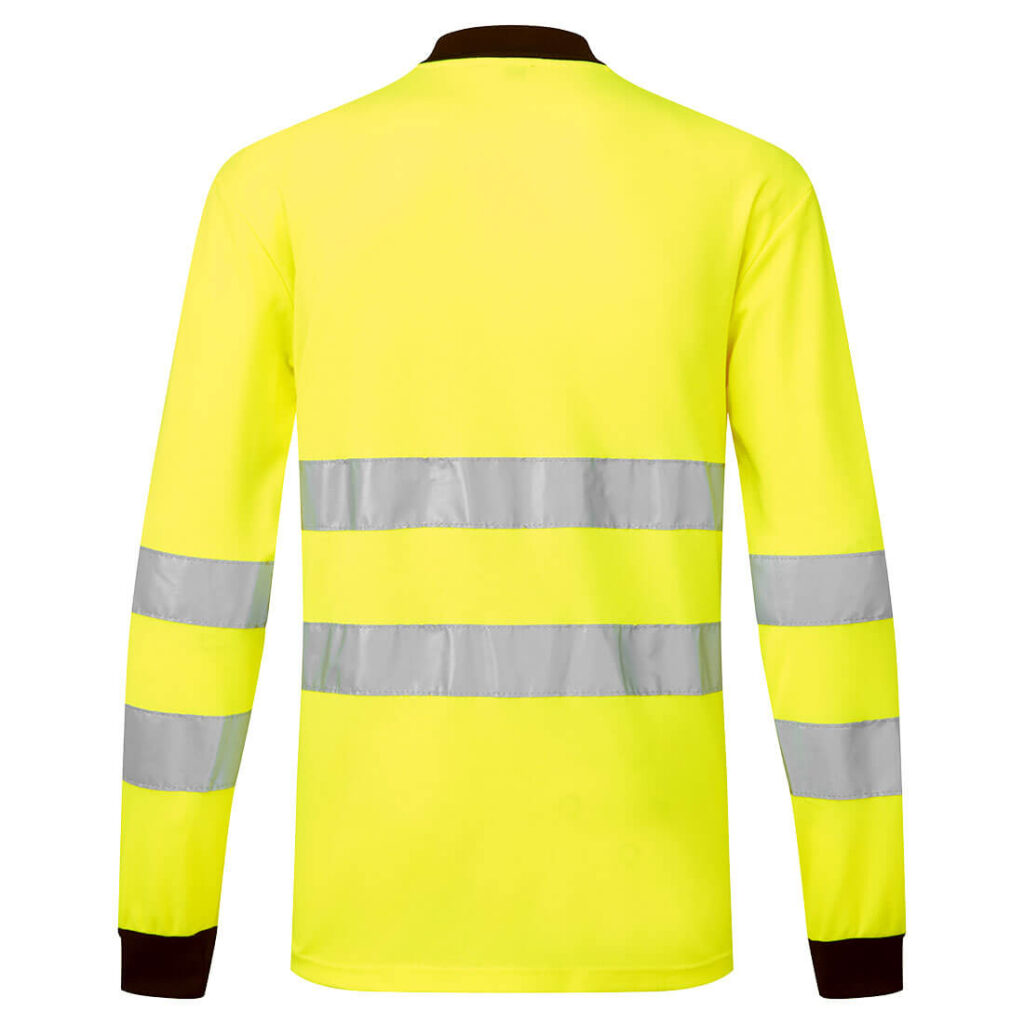 Portwest PW220 PW2 Hi-Vis Polo Shirt Long Sleeve - Hi Vis Yellow Long Sleeve Polo Shirt - Rear