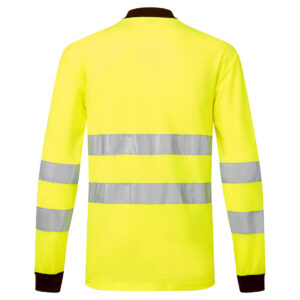 Portwest PW220 PW2 Hi-Vis Polo Shirt Long Sleeve - Hi Vis Yellow Long Sleeve Polo Shirt - Rear