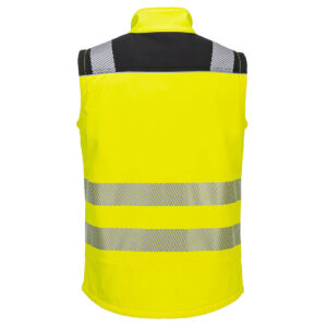 Portwest PW325 Hi-Vis Softshell Gilet - Yellow/Black - Portwest Yellow Hi Vis Softshell Bodywarmer - Rear
