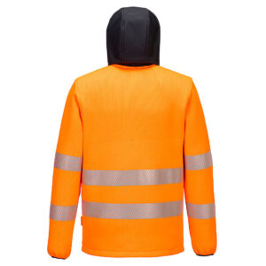 Portwest PW335 Hi-Vis Technical Fleece - Orange/Black - Hi vis Orange Fleece with hood - rear