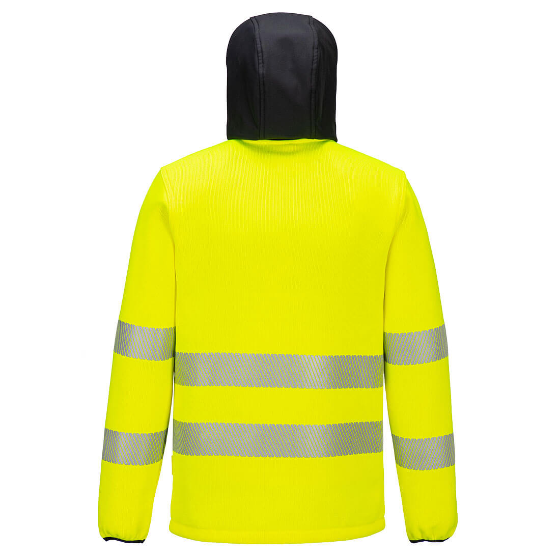 Portwest PW335 Hi-Vis Technical Fleece - Yellow/Black - Hi vis Yellow Fleece with hood - Rear