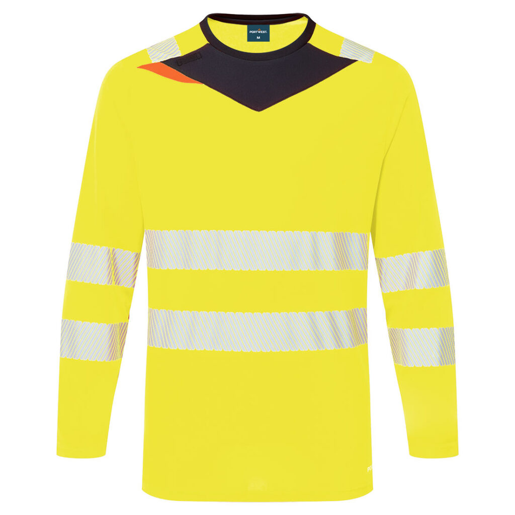 Portwest DX416 DX4 Hi-Vis T-Shirt Long Sleeve - Yellow
