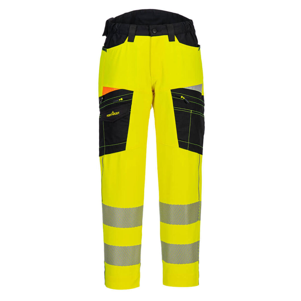Portwest DX453 DX4 Hi-Vis Service Trousers - Yellow Front