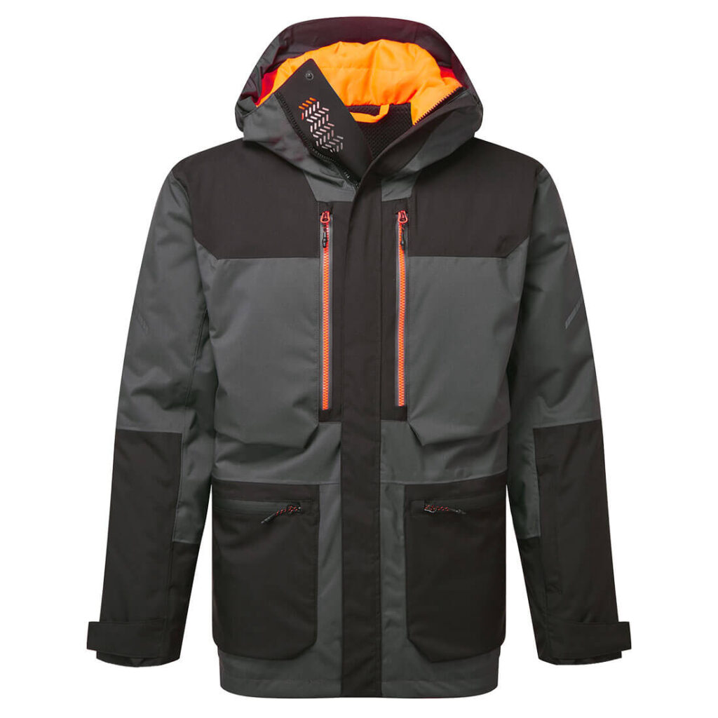 Portwest EV461 EV4 Winter Parka - Grey with Orange Hood inside - Front