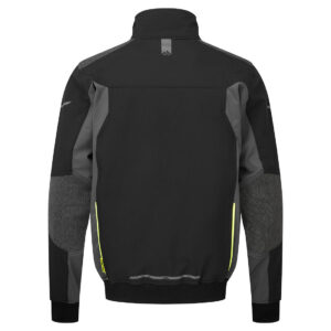 Portwest EV464 EV4 Softshell Bomber Jacket - Black with Yellow Zip - Rear