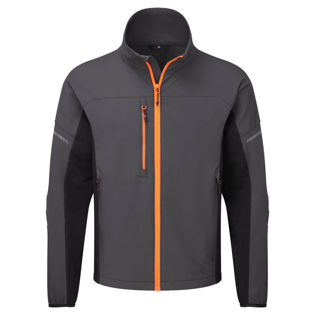 Portwest EV475 EV4 Stretch Work Jacket - Grey with Orange Zip - Front