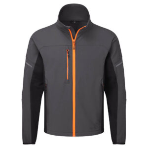 Portwest EV475 EV4 Stretch Work Jacket - Grey with Orange Zip - Front