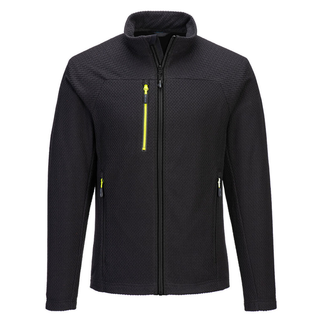 Portwest EV480 EV4 Textured Fleece - Black with Yellow Zip - Front