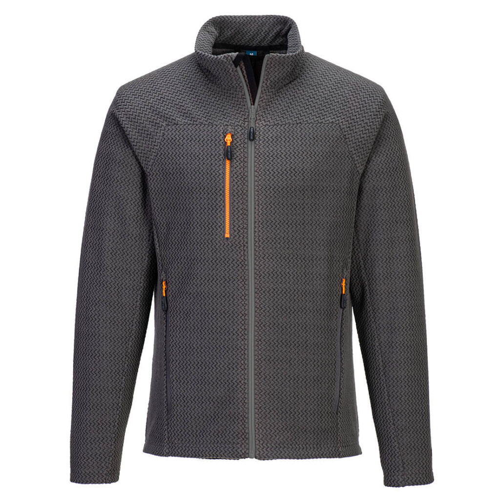 Portwest EV480 EV4 Textured Fleece - Grey with a Orange zip - Front