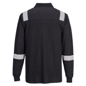 Portwest FR711 WX3 Flame Resistant Long Sleeve Polo - Black Rear